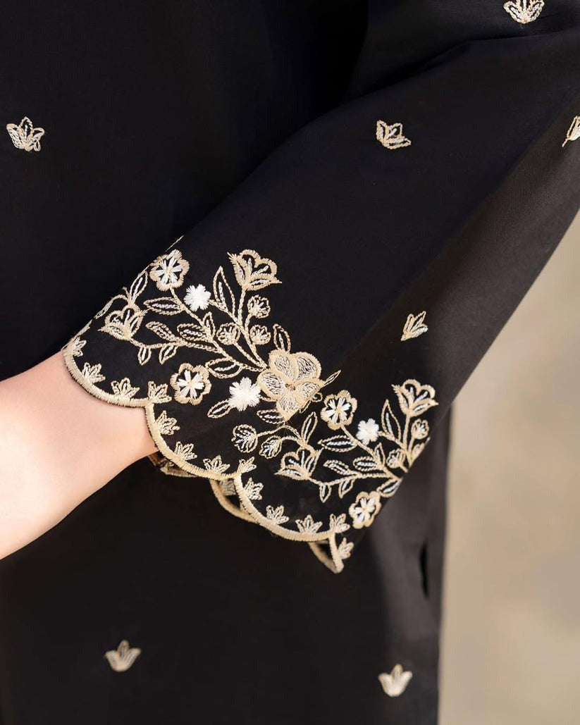 Black Huk Embroidered Cotton Lawn 2-Piece (Stitched)