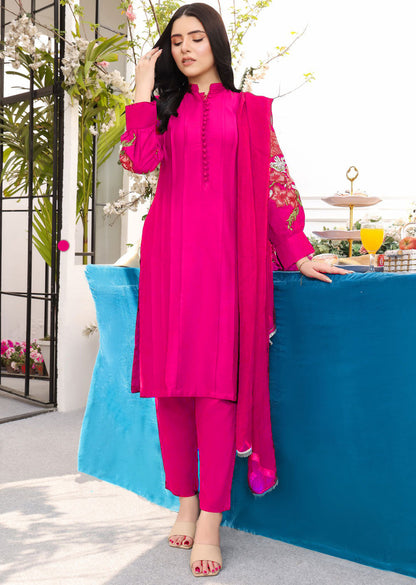 Flower Embroidery 2-Piece Stitched Dress