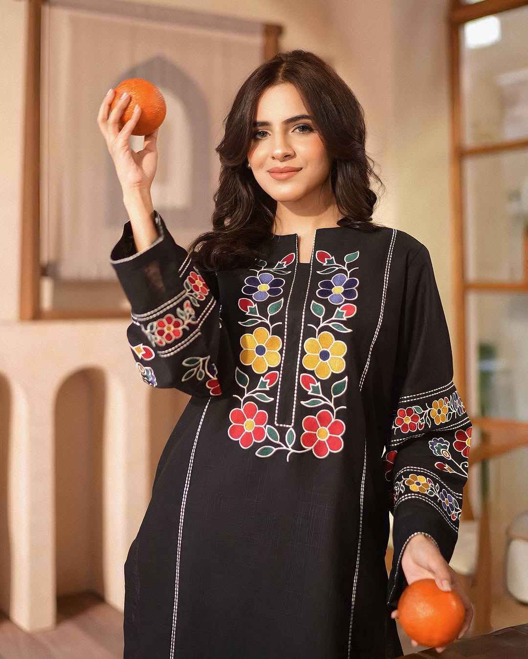 COTTAGE EMBROIDERED LONG LENGTH DRESS